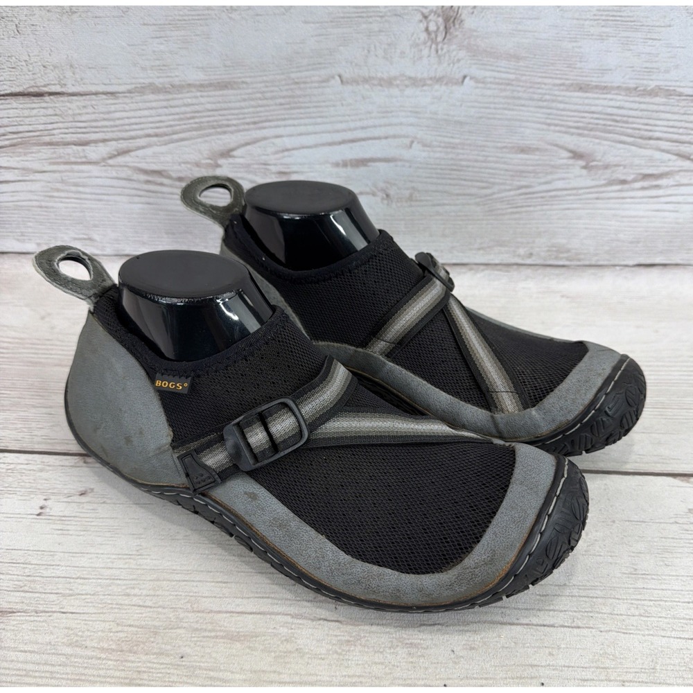 Bogs Men's 10 Crosswater Low Rubber Water Shoe Knit Mesh Black Gray